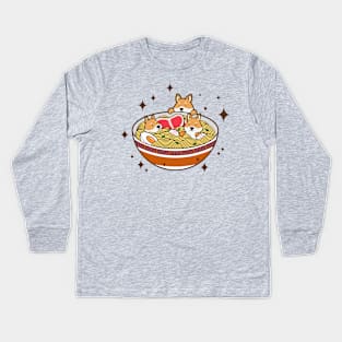 Corgi Ramen Life Kids Long Sleeve T-Shirt